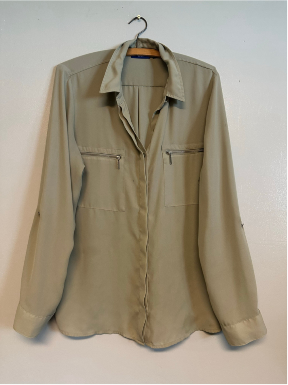 Apt. 9 Green Long Sleeve Button Down Blouse Women’s Size XL